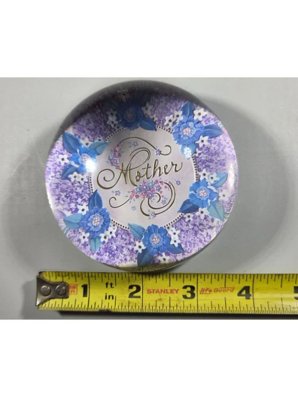 Paperweight Mother gift Floral cottagecore Punch Studio fairy garden purple blue